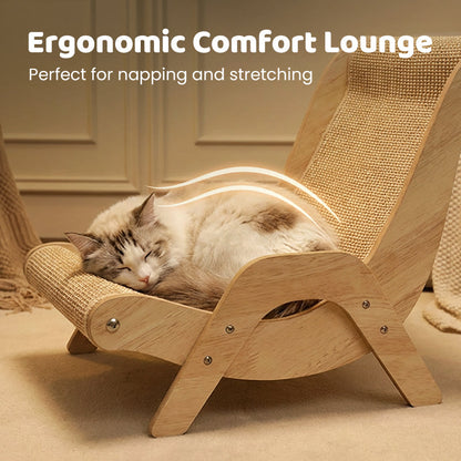 ⏳🔥LIMITED-TIME 50% OFF! ⏰🎉 2026 Sale — Over 15,000 Sold!🐱 2‑in‑1 Sisal Cat Scratching Lounger‑Wood Frame Curved Cat Rest Bed 🛋️