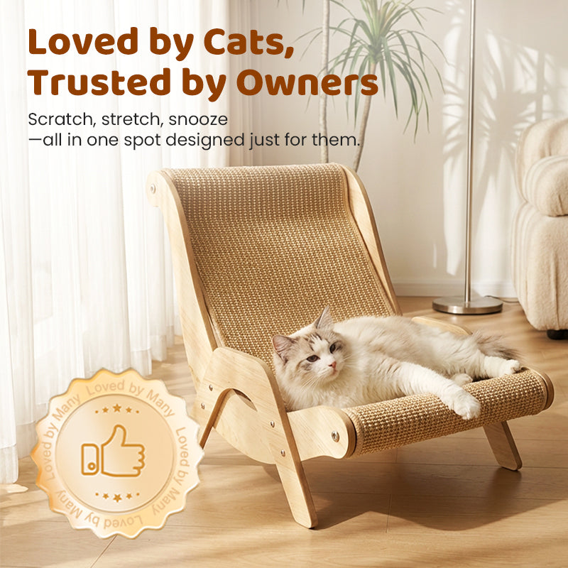 ⏳🔥LIMITED-TIME 50% OFF! ⏰🎉 2026 Sale — Over 15,000 Sold!🐱 2‑in‑1 Sisal Cat Scratching Lounger‑Wood Frame Curved Cat Rest Bed 🛋️