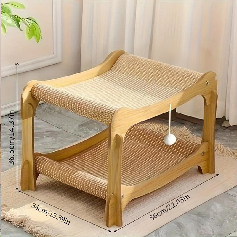 ⏳🔥LIMITED-TIME 50% OFF! ⏰🎉 2026 Sale — Over 15,000 Sold!🐱 2‑in‑1 Sisal Cat Scratching Lounger‑Wood Frame Curved Cat Rest Bed 🛋️