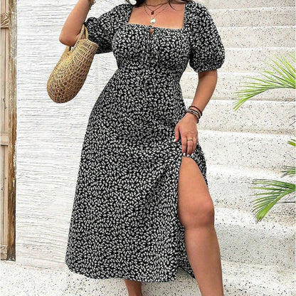 💖LAST DAY SALE 49% OFF💐Short Sleeve Split Floral Print Dress
