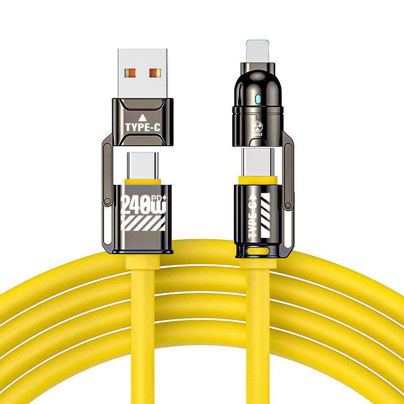🔌50% OFF NOW! 4-in-1 High-Power Fast Charging Cable, 240W PD Multi-Interface, USB-A/USB-C to Type-C/Lightning, Universal Charging Cable for Phones and Laptops