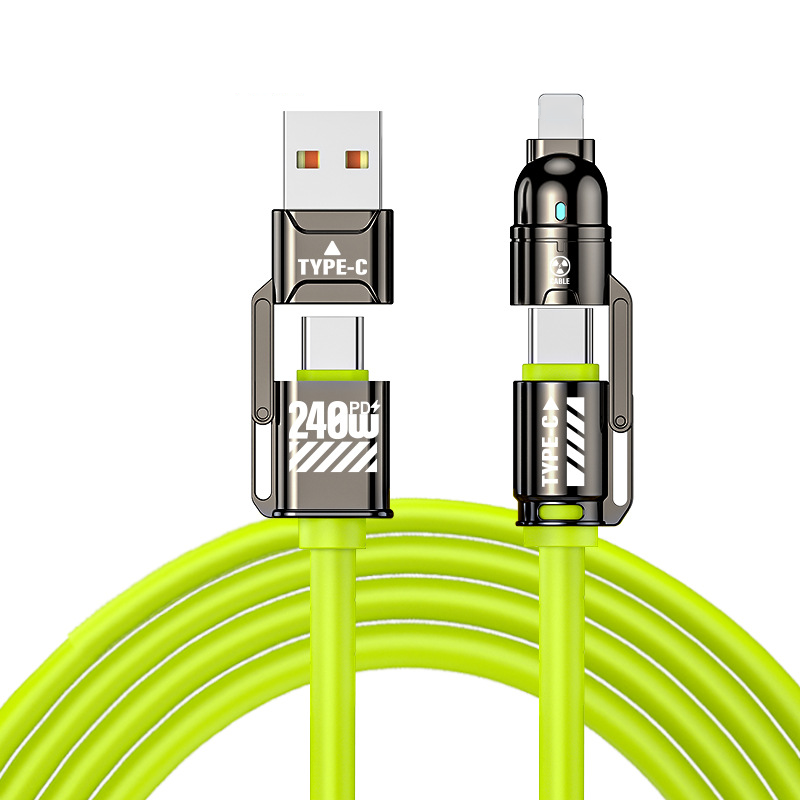 🔌50% OFF NOW! 4-in-1 High-Power Fast Charging Cable, 240W PD Multi-Interface, USB-A/USB-C to Type-C/Lightning, Universal Charging Cable for Phones and Laptops
