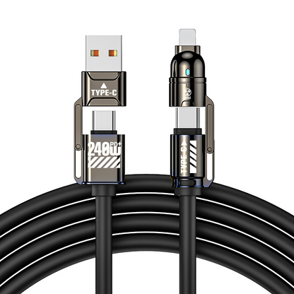 🔌50% OFF NOW! 4-in-1 High-Power Fast Charging Cable, 240W PD Multi-Interface, USB-A/USB-C to Type-C/Lightning, Universal Charging Cable for Phones and Laptops