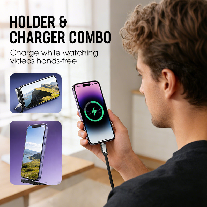 ⚡ CUSTOMER FAVOURIT⏳50% OFF!🔥2-in-1 Fast Charging Cable with Mobile Phone Stand