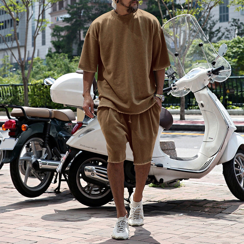 Casual solid-color sleeveless sports sets
