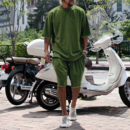 Casual solid-color sleeveless sports sets
