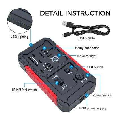 🔥2026 New Upgrade ＆ Hot Sale🔥USB-C Car Relay Tester for 4/5 Pin Relays