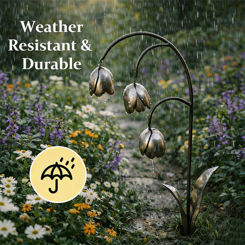 Elegant Metal Flower Garden Stake