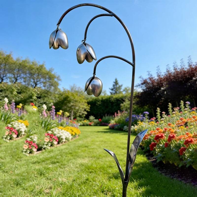Elegant Metal Flower Garden Stake