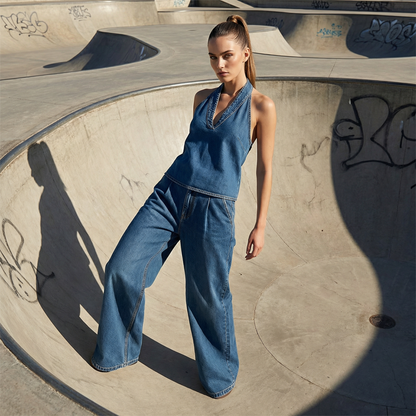 ⚡️Special Price  ⚡️Women's Casual Halter Top & Wide-Leg Pants Set