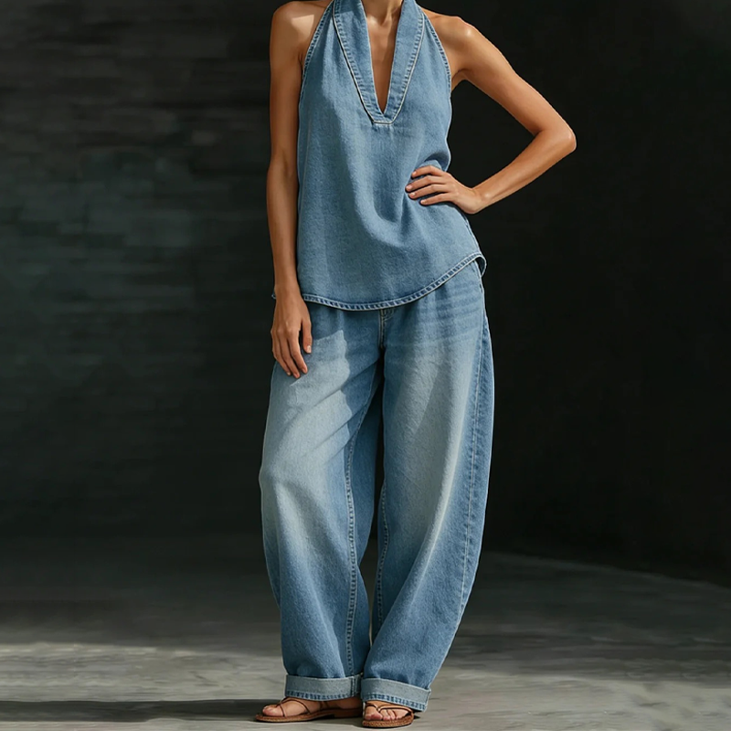 ⚡️Special Price  ⚡️Women's Casual Halter Top & Wide-Leg Pants Set
