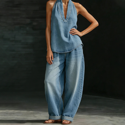 ⚡️Special Price  ⚡️Women's Casual Halter Top & Wide-Leg Pants Set