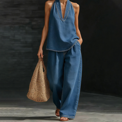 ⚡️Special Price  ⚡️Women's Casual Halter Top & Wide-Leg Pants Set