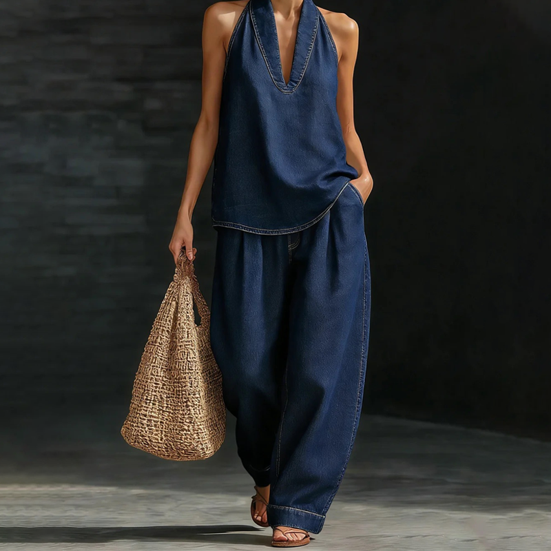 ⚡️Special Price  ⚡️Women's Casual Halter Top & Wide-Leg Pants Set