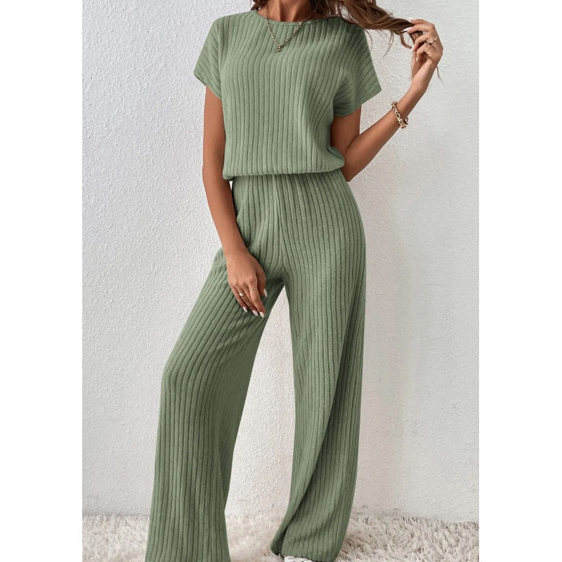 2026 New Arrivals 50% OFF💥Women's Ribbed Knit Top & Wide-Leg Pants Set