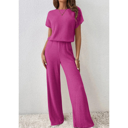 2026 New Arrivals 50% OFF💥Women's Ribbed Knit Top & Wide-Leg Pants Set