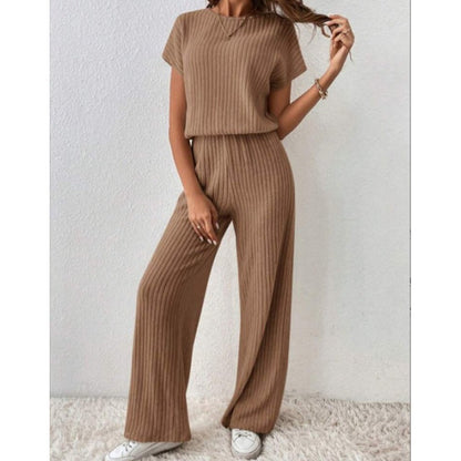 2026 New Arrivals 50% OFF💥Women's Ribbed Knit Top & Wide-Leg Pants Set