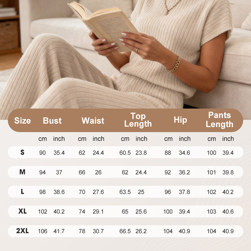 2026 New Arrivals 50% OFF💥Women's Ribbed Knit Top & Wide-Leg Pants Set