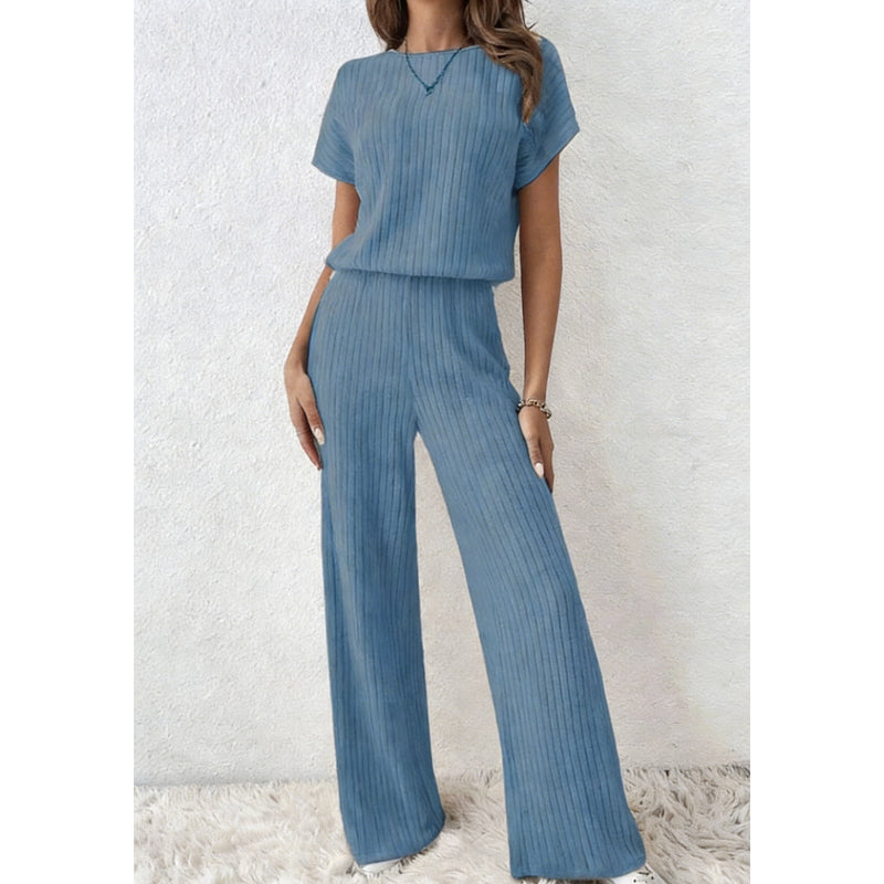 2026 New Arrivals 50% OFF💥Women's Ribbed Knit Top & Wide-Leg Pants Set