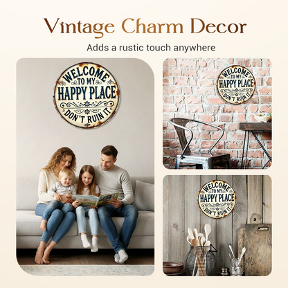 Vintage "Happy Place" Metal Sign