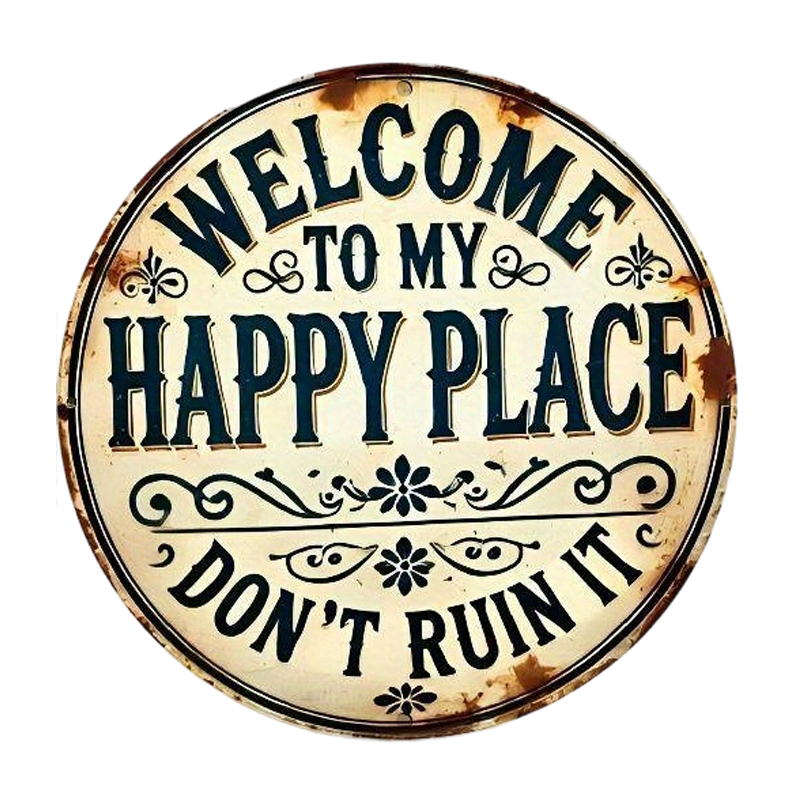 Vintage "Happy Place" Metal Sign