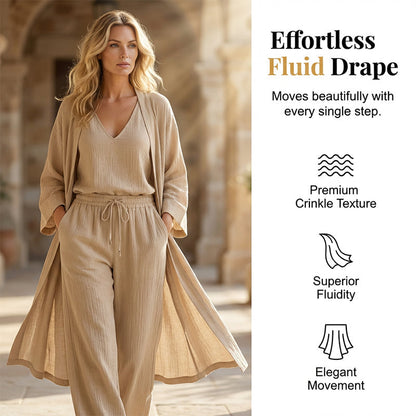 ⏳Limited-time 50% off⏰Elegant Wide-Leg Trousers, Inner Top & Cardigan (3-Pcs Set)🧥👚👖