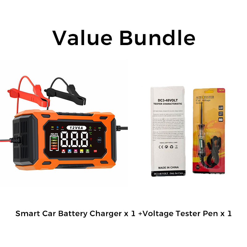 🔋 12V 6A Smart Car Battery Charger – Pulse Repair Technology, Auto Maintain & Desulfation 🚗⚡