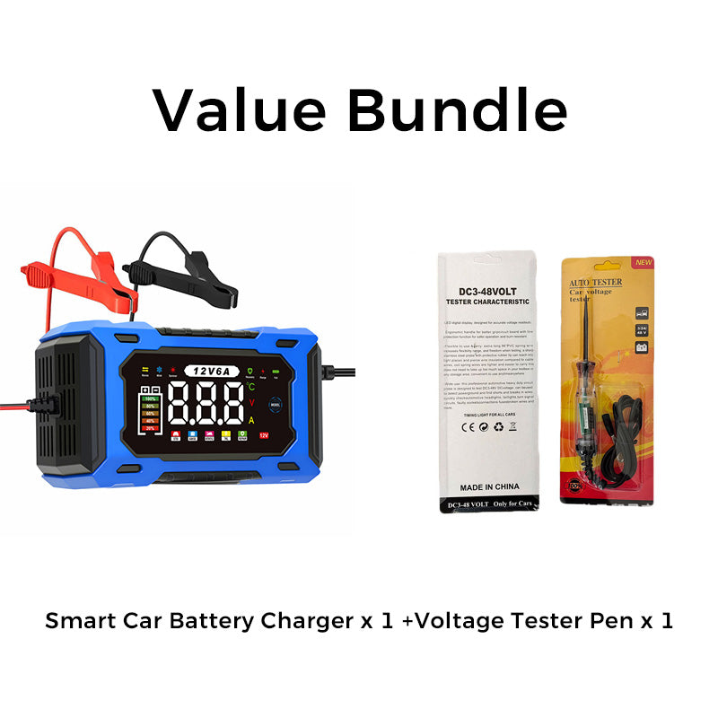 🔋 12V 6A Smart Car Battery Charger – Pulse Repair Technology, Auto Maintain & Desulfation 🚗⚡