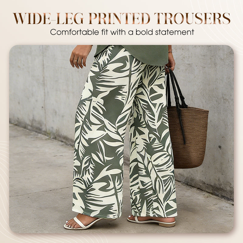 🔥LAST DAY 49% OFF ☀️🛍️Women's V-Neck Blouse & Printed Wide-Leg Pants Set