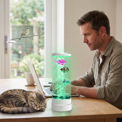 🐟 50% OFF NOW! 💧 LED Fish Aquarium Bubble Lamp – 7-Color LED & Remote Control – USB/Battery Powered & Zen Ambience 🏠