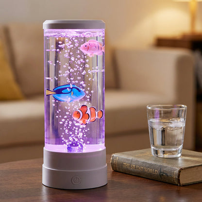 🐟 50% OFF NOW! 💧 LED Fish Aquarium Bubble Lamp – 7-Color LED & Remote Control – USB/Battery Powered & Zen Ambience 🏠