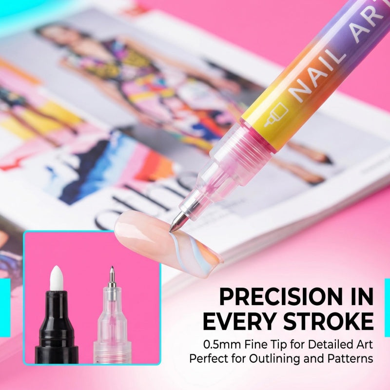 🖌️ Last Day Special Price £8.99 ! 🔥Buy more Save more🎁12-Color Nail Art Marker Pen Set
