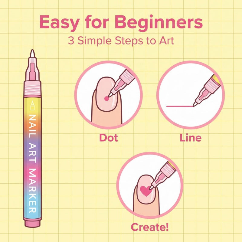 🖌️ Last Day Special Price £8.99 ! 🔥Buy more Save more🎁12-Color Nail Art Marker Pen Set