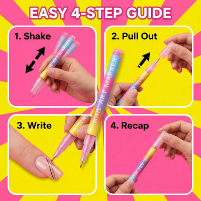 🖌️ Last Day Special Price £8.99 ! 🔥Buy more Save more🎁12-Color Nail Art Marker Pen Set