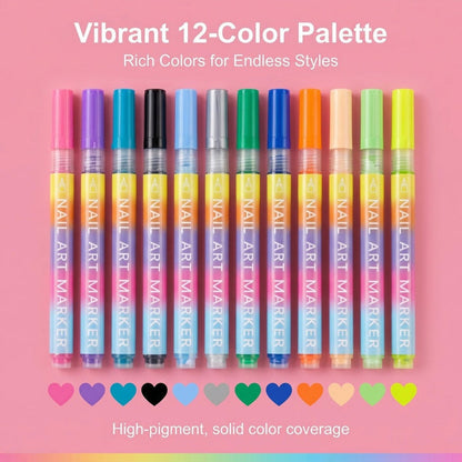 🖌️ Last Day Special Price £8.99 ! 🔥Buy more Save more🎁12-Color Nail Art Marker Pen Set