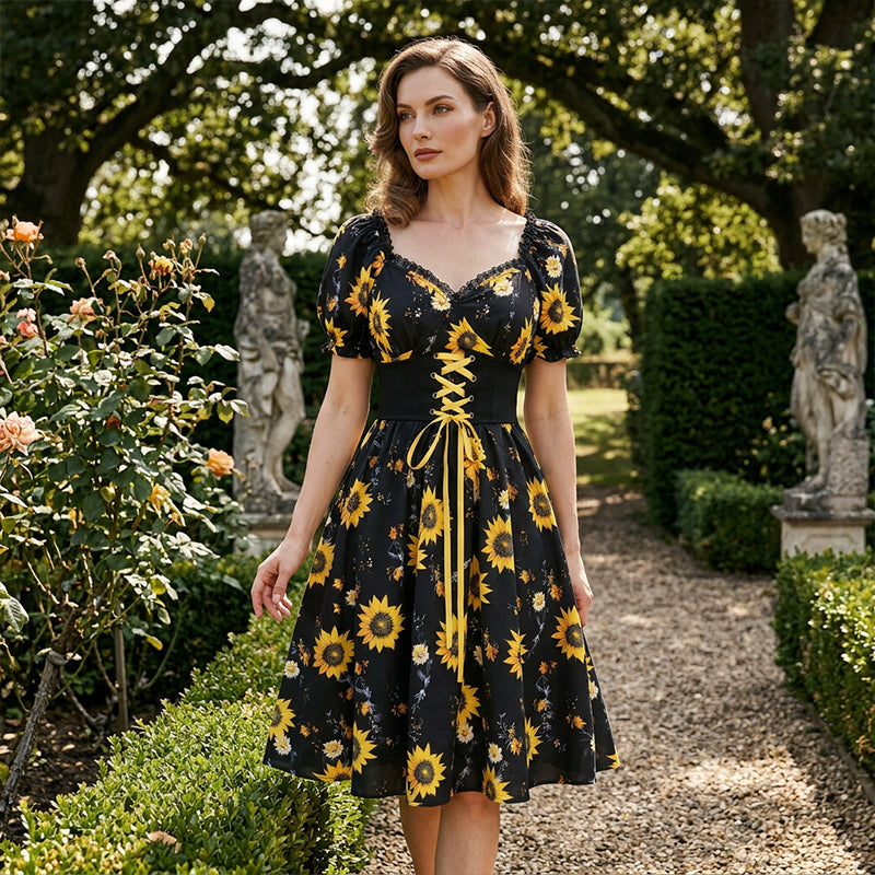⏰LIMITED TIME 50% OFF!🔥Women's Print Puff Sleeve Dress