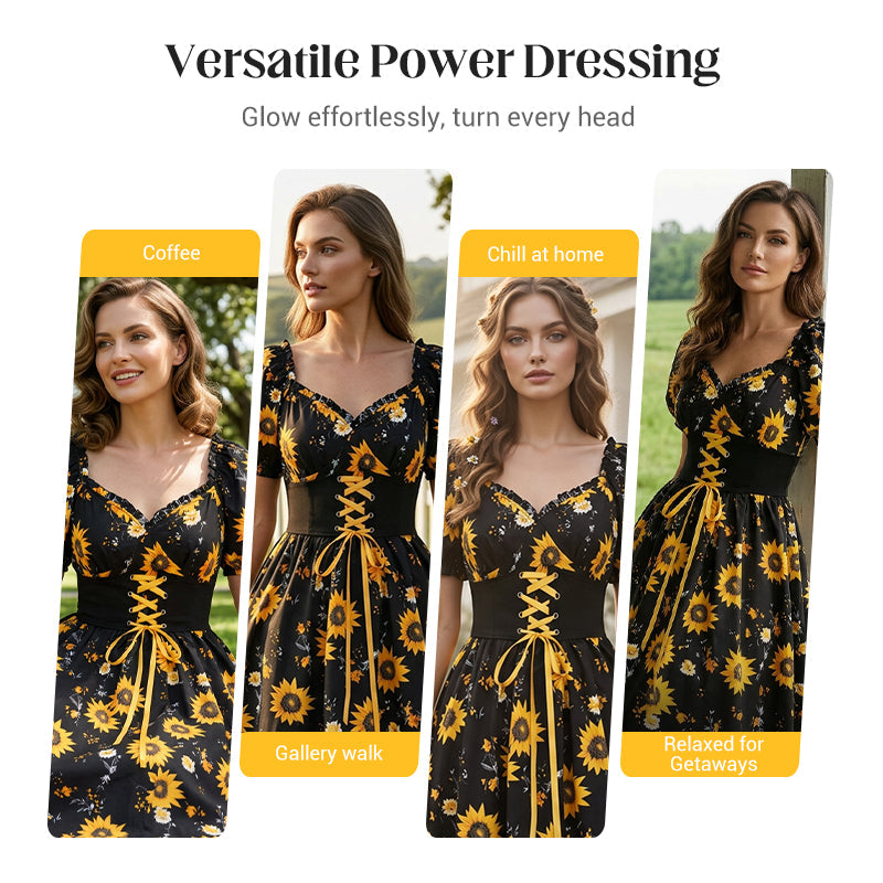 ⏰LIMITED TIME 50% OFF!🔥Women's Print Puff Sleeve Dress