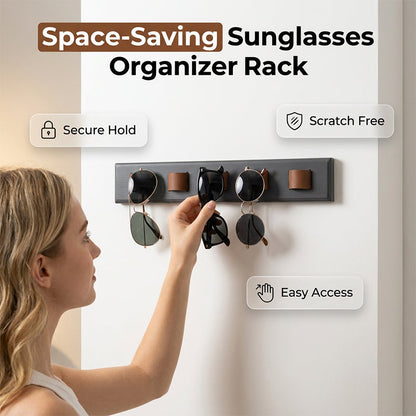 Wall-Mounted Wooden Sunglasses Organizer Rack