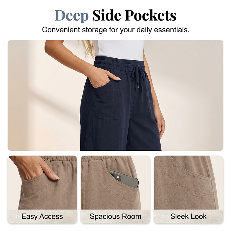 ✨🌼 2026 New Collection Women's Solid-Color Loose-Fit Cropped Pants🔥