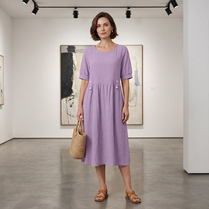 Women's Casual Solid Color Round Neck Dress