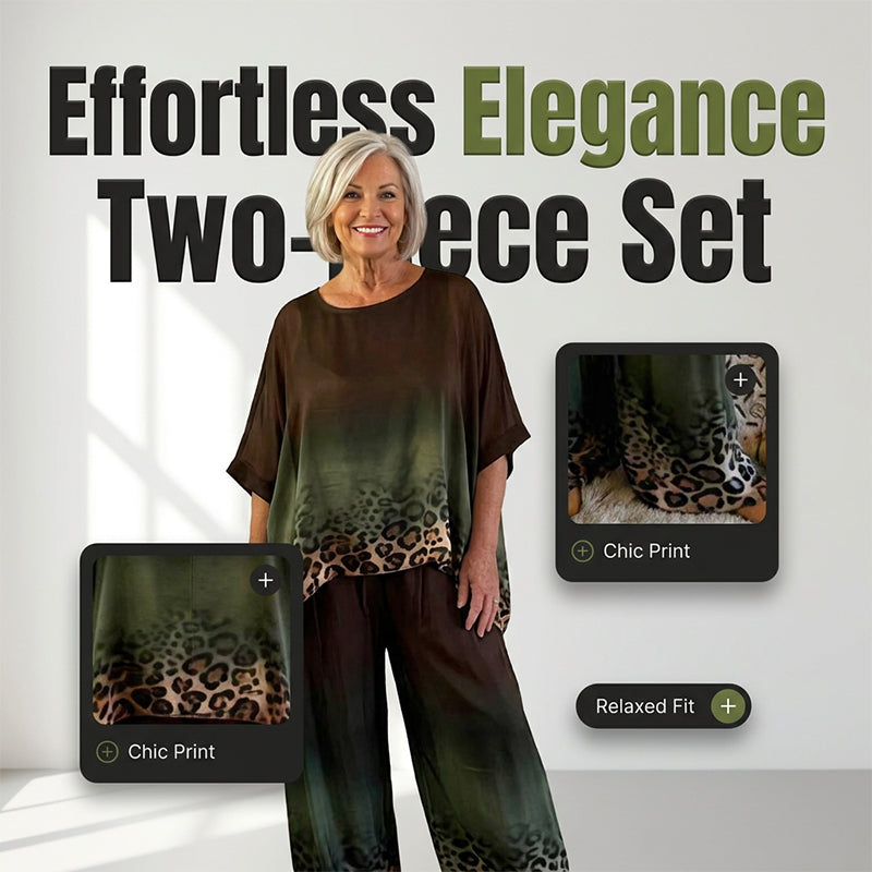 Women's Casual Leopard Trim Tunic Set