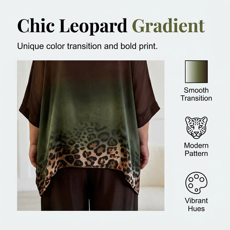 Women's Casual Leopard Trim Tunic Set
