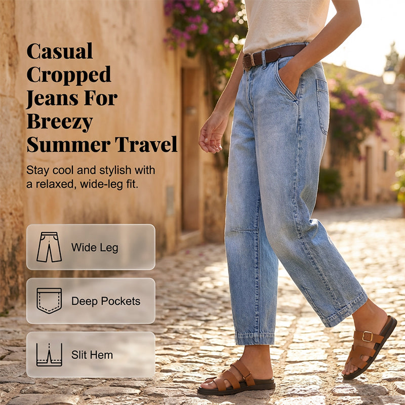 🎁2026 New Arrivals 49% OFF💥  Women's High Waisted Cropped Barrel Jeans  🥳HOT SALE！！🥳