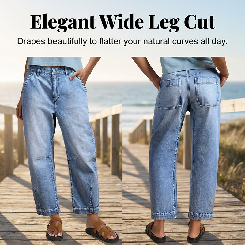 🎁2026 New Arrivals 49% OFF💥  Women's High Waisted Cropped Barrel Jeans  🥳HOT SALE！！🥳