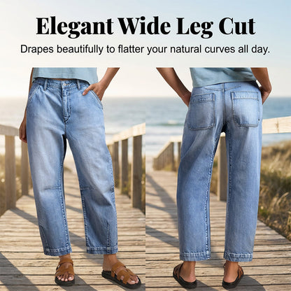 🎁2026 New Arrivals 49% OFF💥  Women's High Waisted Cropped Barrel Jeans  🥳HOT SALE！！🥳
