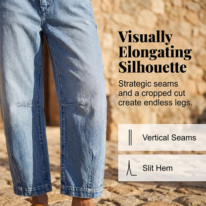 🎁2026 New Arrivals 49% OFF💥  Women's High Waisted Cropped Barrel Jeans  🥳HOT SALE！！🥳