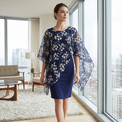 📢📢35% OFF !! ⏰Women's Elegant Floral Print Overlay & Dress Set👗