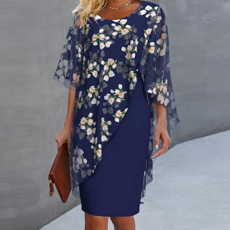 📢📢35% OFF !! ⏰Women's Elegant Floral Print Overlay & Dress Set👗