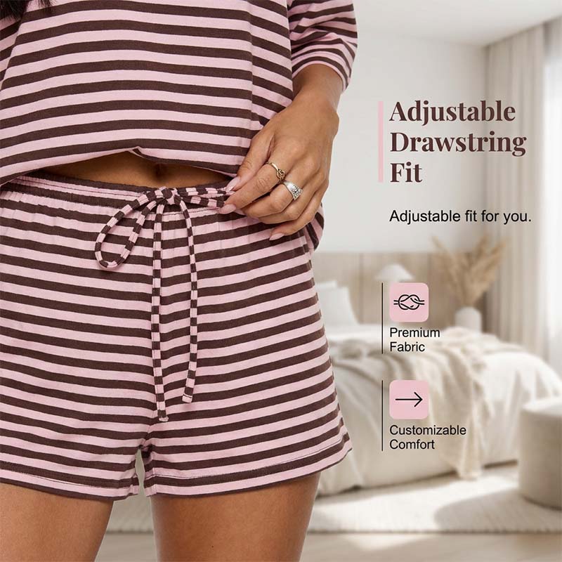 🏝️ LIMITED-TIME 50% OFF! ✨ Women's Oversized Striped T-Shirt & Shorts Set – Lounge, Casual, Cool 😎