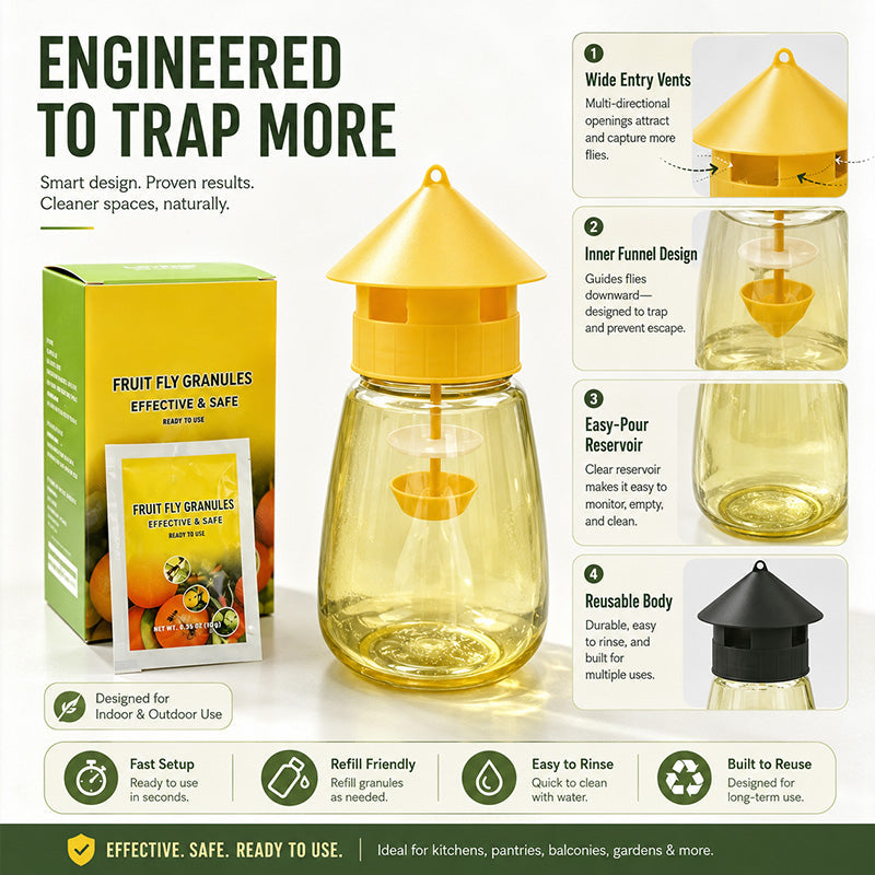 🐝🏡 LIMITED-TIME 56% OFF! Indoor & Outdoor Hanging Fly Trap – Four Entry Openings, Easy Setup & Reusable Pest Control